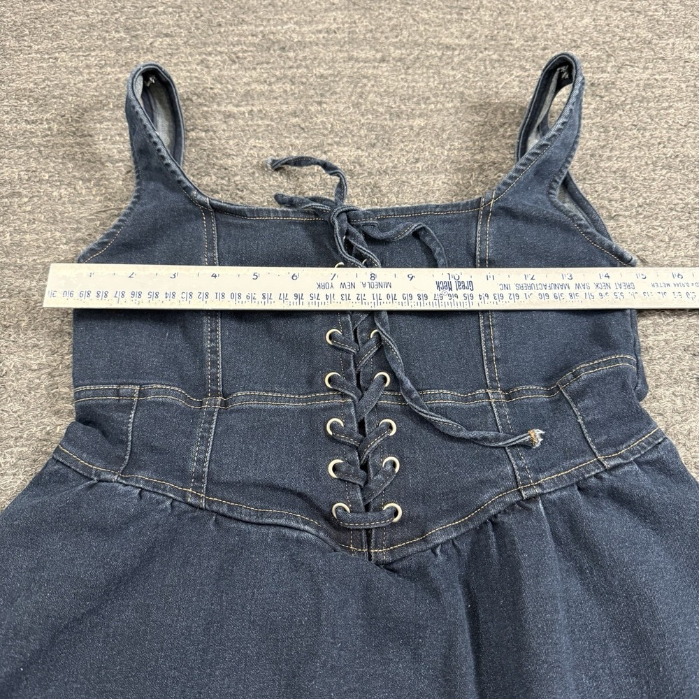Moon River Denim Dress Women Small Midi Corset Style Smocked Prairie Farm Jean - Picture 8 of 12